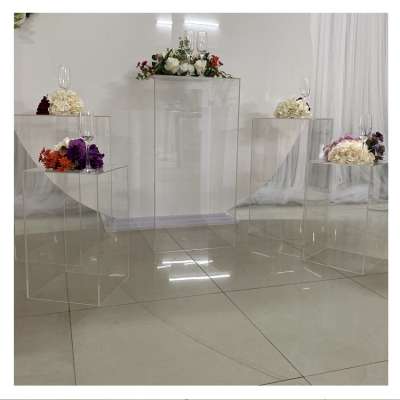 Baby shower donut stand acrylic square plinth pedestal backdrop for wedding